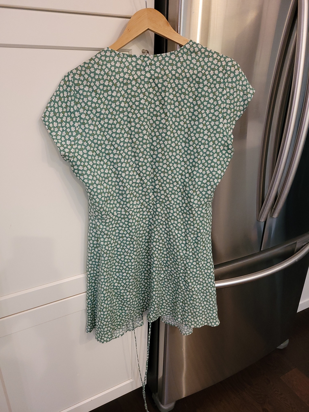 Reformation Green Floral Wrap Mini Dress - Picture 4 of 7